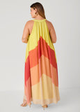 V Neck Colorblock Maxi Dress