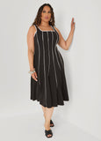 Piped A Line Midi Dress