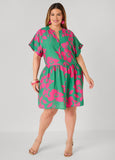 Cuffed Floral Babydoll Dress