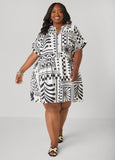 Printed Cuffed Babydoll Dress