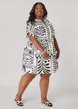 Printed Cuffed Babydoll Dress