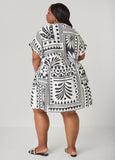 Printed Cuffed Babydoll Dress