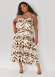 Abstract Print Midaxi Dress