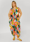 Plus Size Abstract Print Joggers Jumpsuit