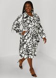 Printed Drawstring Midi Shirtdress