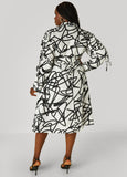 Printed Drawstring Midi Shirtdress