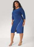 Paneled Zip Detailed Sheath Dress