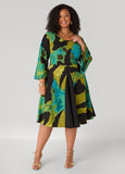 Plus Size Watercolor Textured A Line Dress