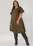 Faux Suede A Line Dress