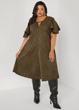 Faux Suede A Line Dress