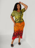 Plus Size Ombre Printed Ruched Dress