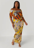 Off The Shoulder Printed Maxi Dress