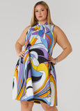 Plus Size Scarf Print Swing Dress