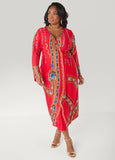 Plus Size Jewel Print Maxi Wrap Dress
