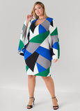 Bell Sleeved Geo Sheath Dress
