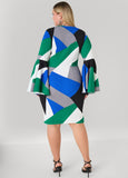 Bell Sleeved Geo Sheath Dress
