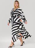 Split Sleeved Printed Maxi Dress