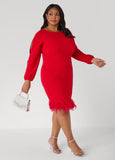 Feather Trimmed Sheath Dress