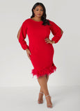 Plus Size Feather Trimmed Sheath Dress