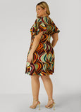 Textured Geo Print A Line Dress
