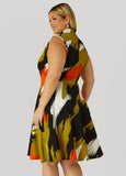 Cutout Brushstroke A Line Dress