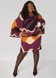 Bell Sleeved Swirl Print Dress