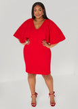 Plus Size Cape Effect Textured Sheath Dress