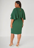 Cape Effect Textured Sheath Dress