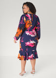 Flounced Floral Sheath Dress