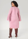Bell Sleeved Faux Suede Dress