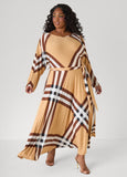 Plaid A Line Maxi Dress