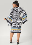Textured Geo Print Sheath Dress