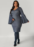 Plus Size Textured Denim Sheath Dress