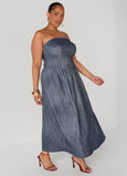 Strapless Denim Maxi Dress