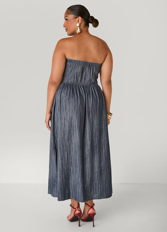 Strapless Denim Maxi Dress