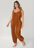 Plisse Satin Balloon Pant Jumpsuit