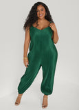 Plisse Satin Balloon Pant Jumpsuit