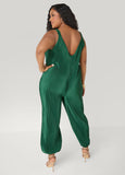 Plisse Satin Balloon Pant Jumpsuit