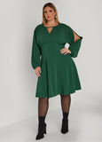 Plus Size Split Sleeve Textured A Line Dress