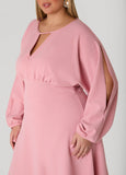 Split Sleeve Textured A Line Dress