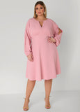 Split Sleeve Textured A Line Dress