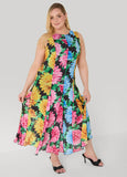 Floral Print Mesh Maxi Dress