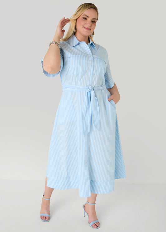 Striped A Line Midaxi Shirtdress