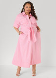Striped A Line Midaxi Shirtdress