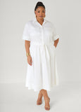 Cotton Blend A Line Shirtdress