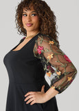 Embroidered Sleeve A Line Dress
