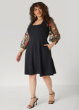 Embroidered Sleeve A Line Dress