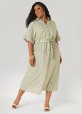 Collared Shirtdress with Tie Waist
