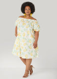 Lemon Print Off The Shoulder Dress