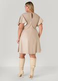 Flutter Sleeve Faux Leather Dress